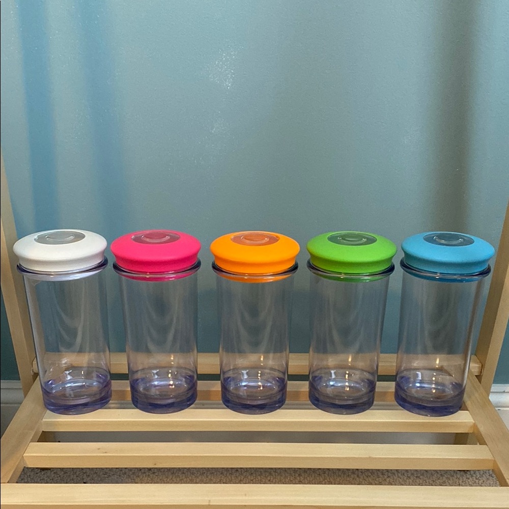 Qualy Design 1 L FIVE Plastic Kitchen Pantry Storage Jars NEW in box